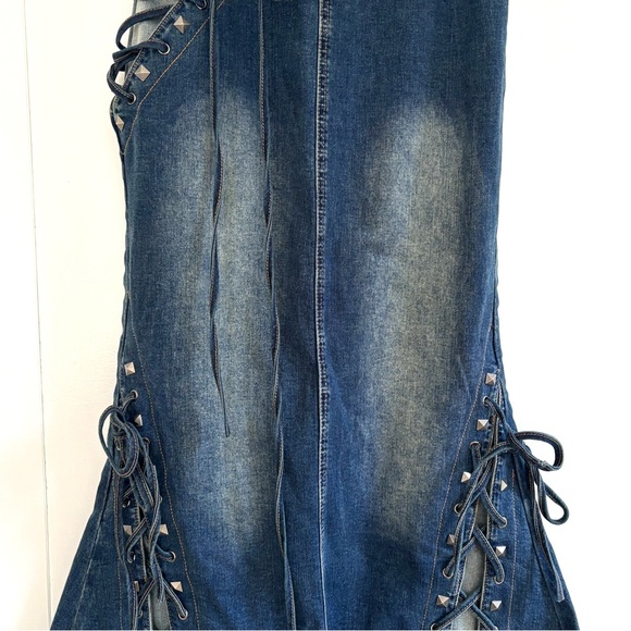 Dolls Kill Current Mood Misunderstood Tendencies Maxi Denim Skirt Size XXS - Picture 3 of 16